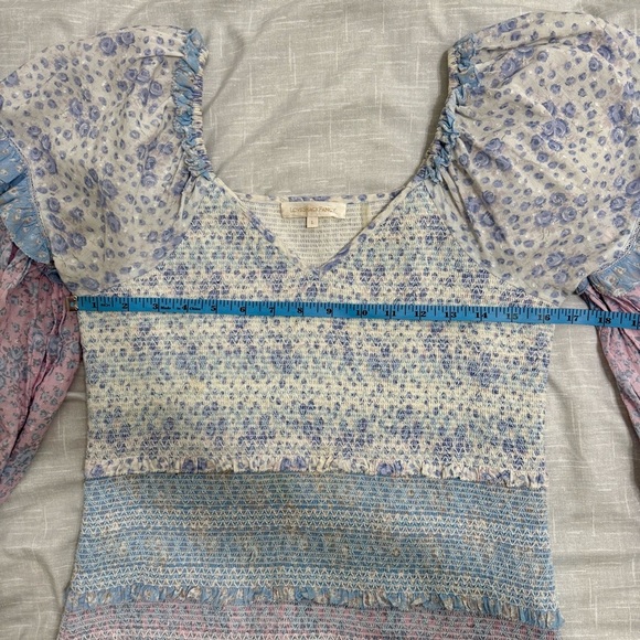 LoveShackFancy Ensley Cottagecore Floral Mini Dress in Blueberry Dust Sz L - Picture 9 of 11